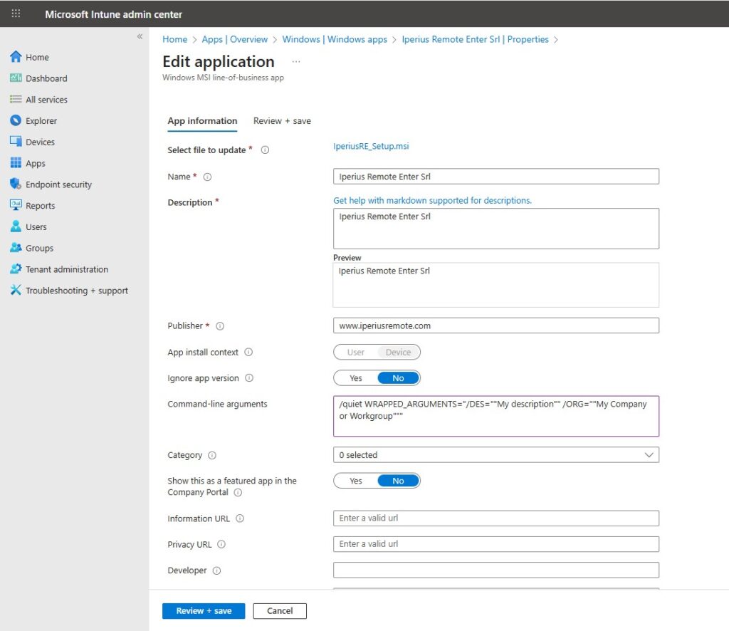 How to deploy Iperius Remote with Microsoft Intune