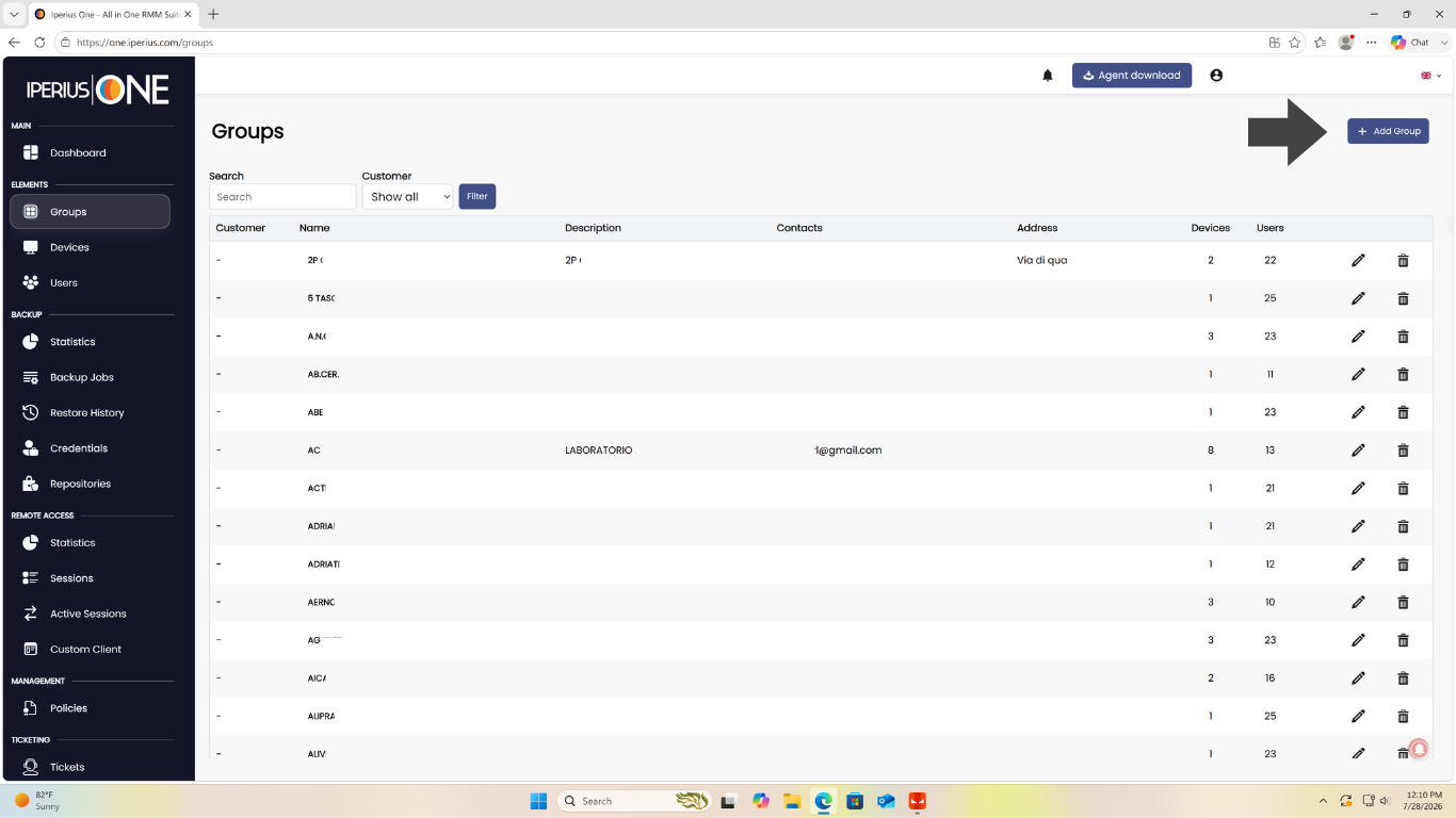 Iperius One Groups Page