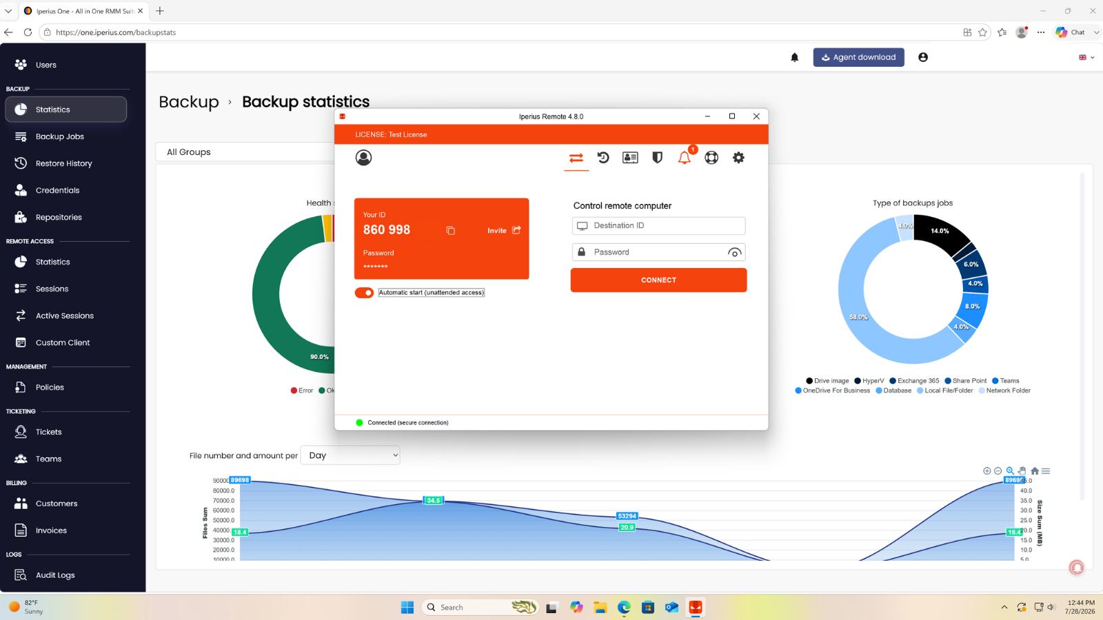 Notification of a new ticket in Iperius Remote for the support operator